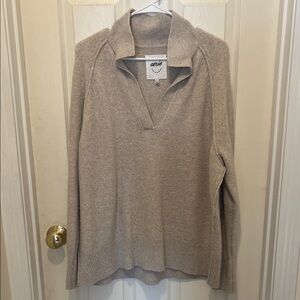 Aerie V-Neck Oversized Sweater in Soft Beige